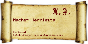 Macher Henrietta névjegykártya